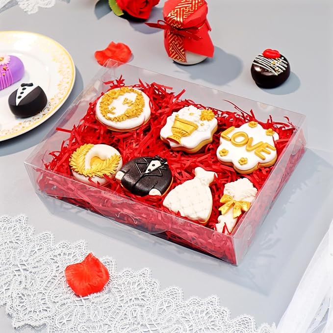 20PCS 10x7x2 inches Clear Bakery Boxes Strawberry, Cookie, Macaron & Gift Boxes for Party Favors