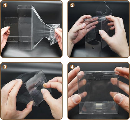 50pcs Clear Favor Boxes 3x3x3 Inch Chocolate Bomb Boxes Clear Gift Boxes Cupcake Box Macaron Box for Birthday Wedding Party