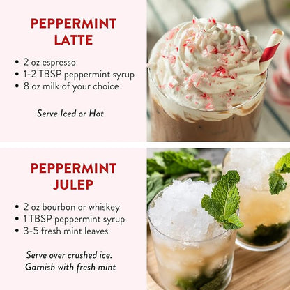 Peppermint Agave Simple Syrup for Coffee, Cocktails, Matcha - Sweetened with Agave Nectar - Infused with Real Peppermint Leaf - 13.5 oz