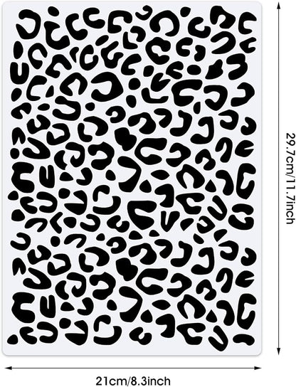 Zonon 4 Pieces Leopard Skin Stencil Reusable Cheetah Paint Stencil Template for Scrapbooking Fabric Drawing Tracing DIY Cake Furniture Wallpaper Floor Decor(8.3 x 11.7 Inch)
