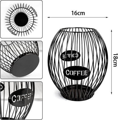 Stainless Steel Elliptical Cup Coffee Basket pods holder Sturdy for Home or Office Kitchen Counter Organizer Espresso Capsule (Black)