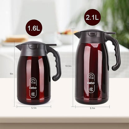 Thermal Coffee Carafe-71oz vacuum Coffee Carafe For Keeping Hot Liquids,Coffee Carafe,Thermal Stainless Steel, Coffee Carafes Press On Lid, Coffee Dispenser.(2.1l) Red