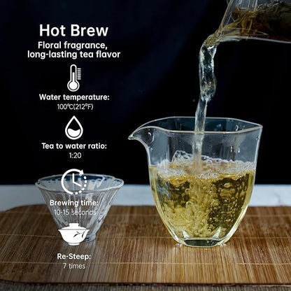 iTeaworld Jasmine Oolong Loose Leaf Tea, Fujian Anxi Tieguanyin Whole Leaf, Natural Jasmine Aroma, No Sugar & Additives, Hot & Cold Brew, Sealed Bag, 3.52oz