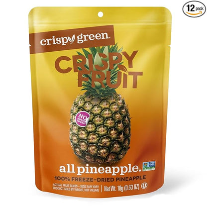 Crispy Green Natural Freeze-Dried Fruit, Pineapple Single-Serve, No Sugar Added, 0.63 Ounce (Pack of 12)