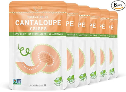 Nature’s Turn Freeze-Dried Fruit Snacks, Cantaloupe Crisps, Pack of 6 (1.2 oz Each)
