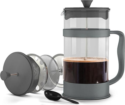 Utopia Kitchen 12 Ounce 0.35 Liter French Press Coffee Maker, Tea Maker, Travel Coffee Presses, Heat Resistant Thickened Borosilicate Coffee Pot for Camping Travel Gifts, Grey Pack of 1