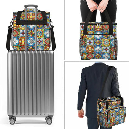 mandala flower vintage Coffee Maker Carring Bag Travel Carrying Storage Tote Bag Compatible with Keurig K-Mini or K-Mini Plus Portable Single Serve Coffee Brewer Case with Pockets for K-cup Pods