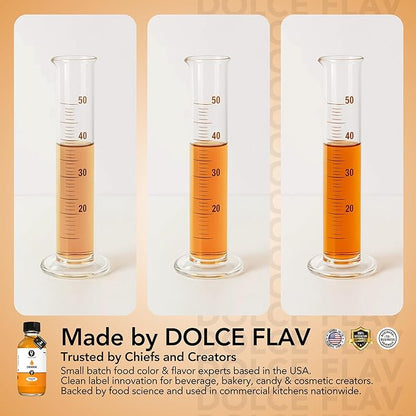 Dolce Flav Natural Orange Food Coloring – 2 oz Bright Plant-Based Liquid Dye | Water-Soluble Color for Baking, Drinks & Desserts | Graduated Dropper Included | No Artificial Dyes | Kosher | Made in USA