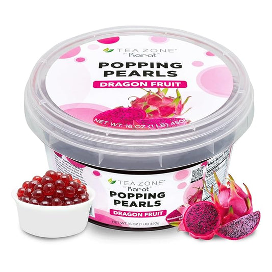 Tea Zone [1 Pound] Dragon Fruit Popping Pearls, Bursting Pearls for Teas, Shakes, Smoothies, Dessert Toppings