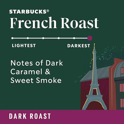 Starbucks Ground Coffee, Dark Roast Coffee, French Roast, 100% Arabica, 6 bags (18 oz each)