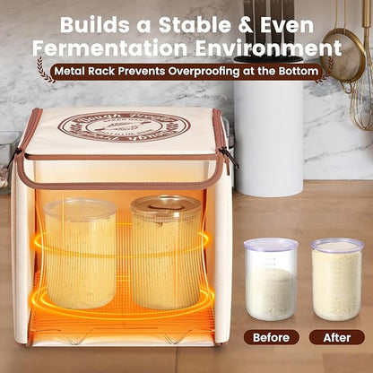 Folding Bread Proofing Box with 50-113℉ Temp Control & 48H Timer, Dough Proofer with Metal Rack, Humidor, Ideal for Sourdough, Bread Baking, Pizza, Yogurt, Kombucha, Perfect for Compact Kitchens