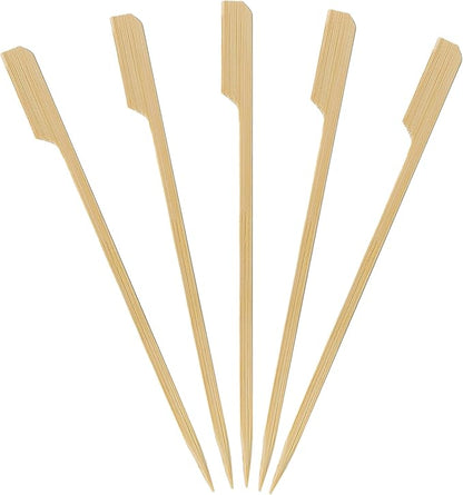 KingSeal Natural Green Bamboo Wood Paddle Picks, Skewers for Appetizers and Cocktails, 6.0 Inches - 5 Packs of 100 Each (500 Count)