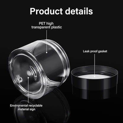 Patelai 4 Pieces Round Wide-mouth Leak Proof Plastic Container Jars with Lids for Travel Storage Makeup Beauty Products Face Creams Oils Salves Ointments DIY Making(6 Ounce,Black)