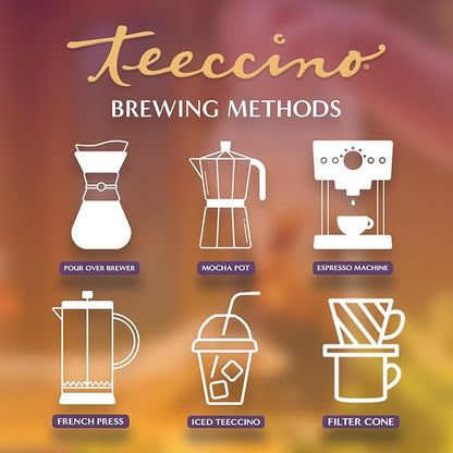 Teeccino Hazelnut Chicory Coffee Alternative - Ground Herbal Coffee That’s Prebiotic, Caffeine Free & Acid Free, Medium Roast, 11 Ounce (Pack of 6)