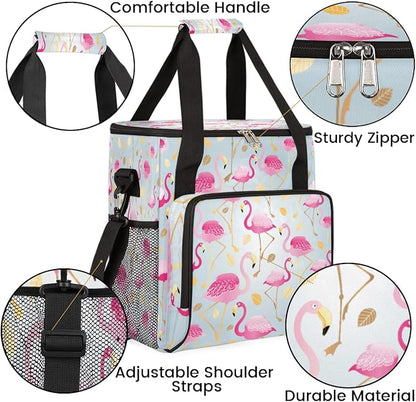 Animal Pink Flamingos Coffee Maker Carring Bag Travel Storage Tote Bag Compatible with Keurig K-Mini or K-Mini Plus Portable Single Serve Coffee Brewer Case with Pockets for K-cup Pods
