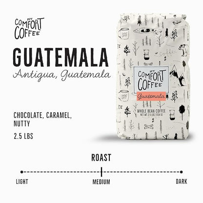 Mt. Comfort Coffee Guatemala Medium Roast, 2.5lb - Sourced From Small, Guatemalan Coffee Farms - Flavor Notes of Chocolate & Caramel - Roasted Whole Beans