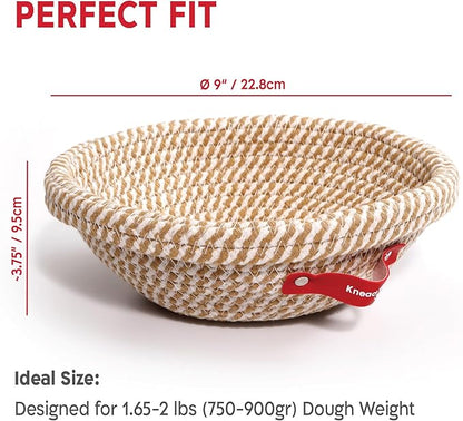 KneadAce Cotton Rope Banneton Proofing Basket & Bread Slings Set Of 2 x Round