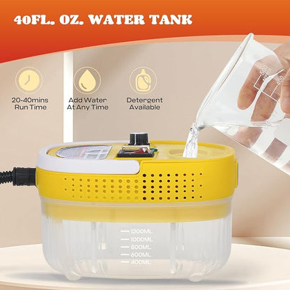 Moongiantgo Handheld Steam Cleaner, 2500W High Pressure Steamer for Cleaning, Portable Pressurized Cleaning Machine for Home Kitchen Car Detailing Grout Tile Bathroom with 1200ml Water Tank (Yellow)