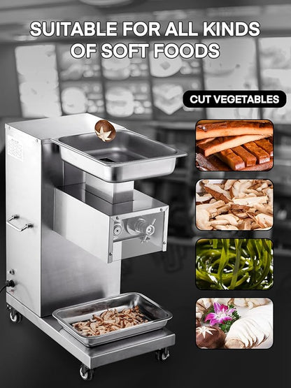 Commercial Meat Cutter Machine, 1200LB/H Electric Cutting Machine 750W Commercial Meat Slicer 3mm Blade Restaurant Food Slicer Stainless Steel For Kitchen Restaurant Supermarket
