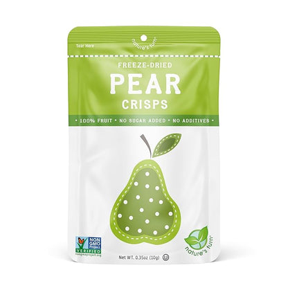 Nature’s Turn Freeze-Dried Pear Crisps – Healthy, Gluten-Free, Crispy & Delicious, Plant-Based Snack, Ideal for Cereal, Smoothies, School Lunches, & On-the-Go, Bags of 24 (0.35 oz Each)