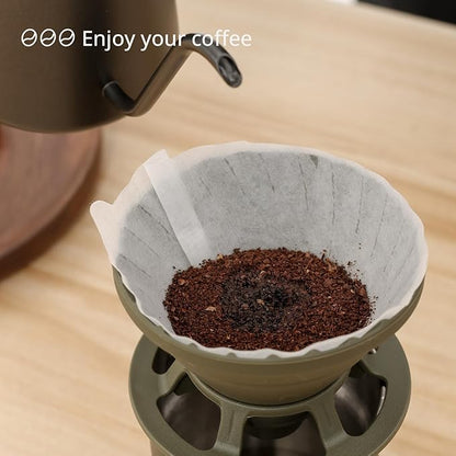 Collapsible Coffee Dripper, Silicone Reusable Coffee Filter Holder, Pour Over Coffee Dripper for Camping, Business Trip, Single Pour Over Coffee Maker (Green)