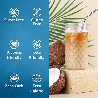 Syruvia Sugar Free Coffee Syrup, Coconut Flavored Syrup for Drinks, Lattes, and Desserts – 25.4 fl oz