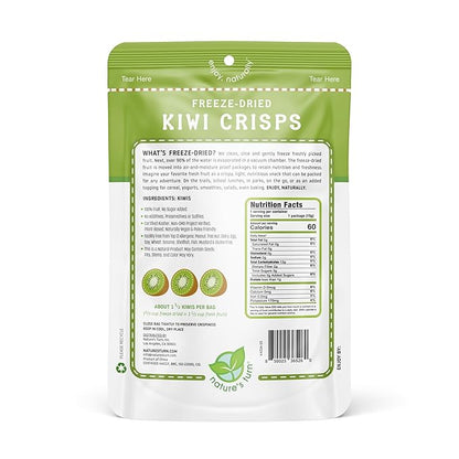 Nature’s Turn Freeze-Dried Fruit Crisps – Healthy, Gluten-Free, Crispy & Delicious, Plant-Based Snack, Ideal for Cereal, Smoothies, School Lunches, & On-the-Go, Sour Kiwi, Bags of 6 (0.53 oz Each)
