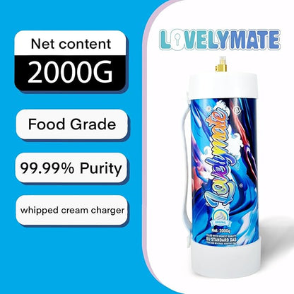 Whipped Cream Charger Tank 3.3L 2000G Whip Cream Charger Cylinder Food Grade Flavored (Tips Included) (8, Original)