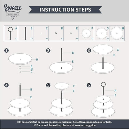 Sweese 3 Tier Cupcake Stand- White Porcelain Cake Stand- Dessert Stand, Tiered Serving Trays for Parties