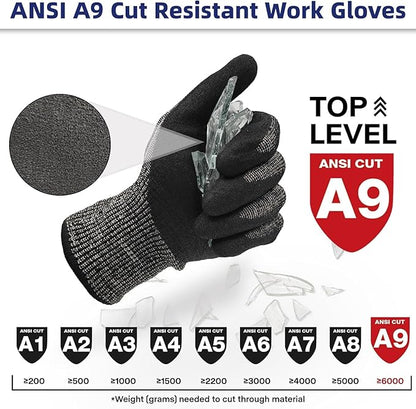 Schwer ProGuard Highest Level Cut Resistant Work Gloves PR3326 for Extreme Protection，ANSI A9 Cut Gloves with Reinforced Thumb, Non Slip, Non PFAS, Durable, Touch-screen, Black 120 Pairs, M