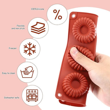 4 PCS Silicone Molds for Baking Non Stick Jello Molds with 6 Cavity Gelatin Mold for Baking Cupcakes Donuts Chocolate Muffins Brownies Jelly