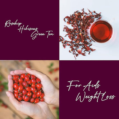 Life Plus Style Gourmet Pagoda Garden Rosehip Hibiscus Green Tea Organic Herbal Tea Caffeinated Hot or Iced Natural Ceylon Tea Antioxidants Supports Wellness 60 Tea Bags