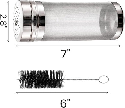 2 Pack Beer Dry Hopper Filters, 2.8 x 7 inch 300 Micron Mesh Hop Strainer with Lid, Stainless Steel Beer Hop Spider with Nylon Bristles, Brewing Filters Straining Keg for Home Coffee Wine Juice