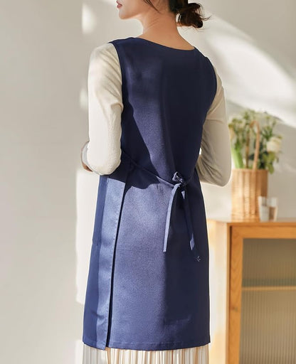 Women Cobbler Apron Japanese Style Aprons with 3 Pockets for Work Chef Kitchen