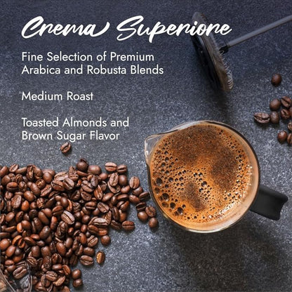 Caffe Borbone, Whole Bean Coffee Blend, Crema Superiore, Medium Roast, Roasted and Freshly Packaged in Italy, 2.2 Pound Bag (Pack of 2)