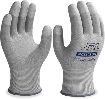 JDL ESD Work Gloves, Anti-Static Gloves for PC Building, Computer Installation & Repair, High Resistance Carbon Fiber Gloves, 12 pairs, Small