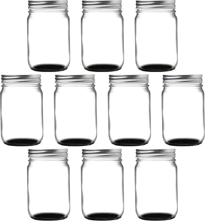 DISCOUNT PROMOS 10 Decorating Mason Jars Set, 12 oz. - Canning, Aluminum Lid - Black