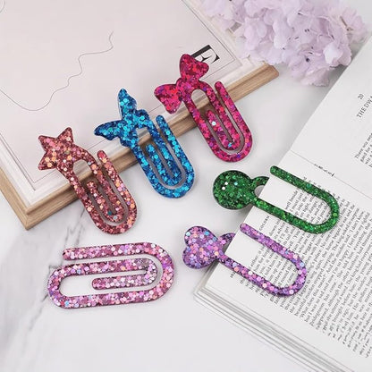 Resin Bookmark Mold Silicone Molds for Epoxy Paperclips, 9-in-1 Heart & Star Shapes, Quick Release Craft Supplies, Gift for Book Lovers