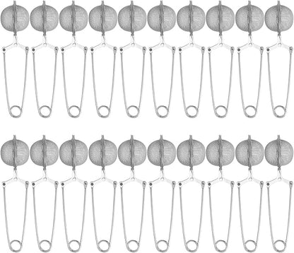 Snap Ball Tea Strainer, Voittozege 20 Pcs Premium Stainless Steel Tea Infuser with Handle Tea Infuser Filter with Tong Pincer Steeper Reusable for Loose Leaf Tea, Spices, Seasonings