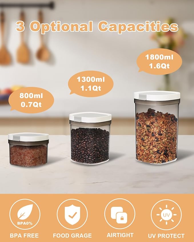 Airtight Coffee Storage Container with Magnetic Scoop, 0.7 Qt Coffee Bean and Ground Coffee Canister, Durable, Keeps Coffee Fresh & Dry, Easy to Clean