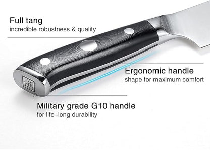 PAUDIN Chef Knife 8 Inch, Professional Kitchen Knife, 7Cr17MoV German Stainless Steel Forged Chefs Knives with Ergonomic G10 Handle, Classic Chef's Knives Meat Knife with Gift Box