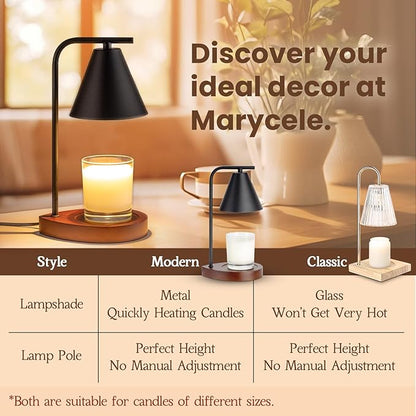 Black Candle Warmer Lamp with Timer, Birthday Gifts for Women Men, House Warming Gifts New Home Decor Aesthetic Black Walnut, Electric Dimmable Wax Melt Warmer for Jar Candles