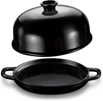 Kook Bread Oven, Sourdough Pan with Lid and Handles, Enameled Cast Iron Pan and Ceramic Lid, For Baking, Cooking, Roasting, Black