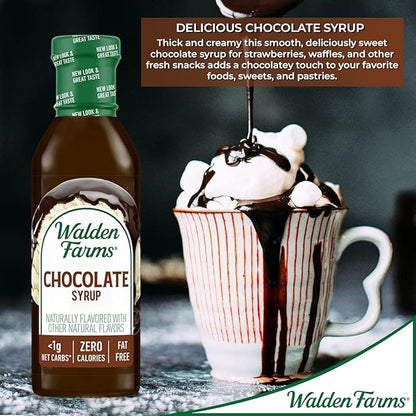 Walden Farms Chocolate Syrup – Perfect for Coffee, Desserts, Ice Cream – Zero Calorie, Sugar-Free, Low Carb, Keto-Friendly, Gluten-Free, Vegan – 2-Pack, 12 oz Bottles