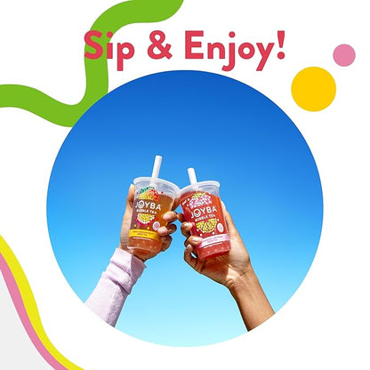 Joyba Bubble Tea Variety Pack, Mango Passion Fruit Green Tea & Raspberry Dragonfruit Black Tea with Popping Boba, 6 Pack, 12 fl. oz. Cups