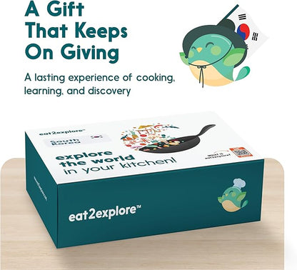 eat2explore Cooking Kits for Kids – Interactive & Educational Kids Cooking Sets Real for Ages 5 and Up,3 Recipe Cards & Global Ingredients – Fun Gift for Young Chefs (South Korea Edition)