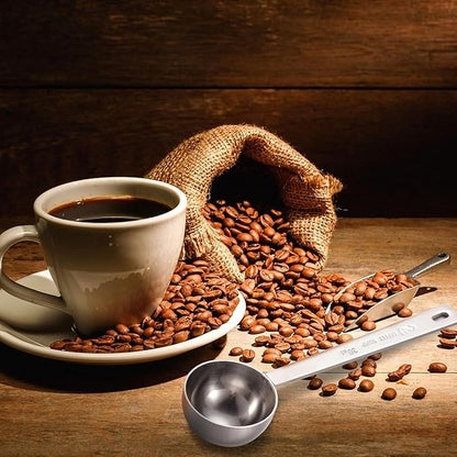 Geiserailie 8 Pieces 2 Tablespoon Scoops with Long Handle, 30 ml Stainless Steel Measuring Spoon for Coffee Milk Fruit Powder, Loose Tea Dry, Spice Jar, Cooking Baking, and Other Dry Goods