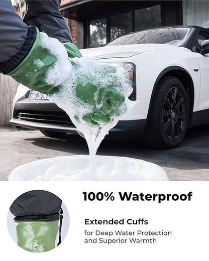 Waterproof Winter Gloves with Grip, Balaena Freezer Gloves for Light Duty Work & Outdoor Adventure, Hiking, Farming, Washing, Ice Fishing, Green, Medium
