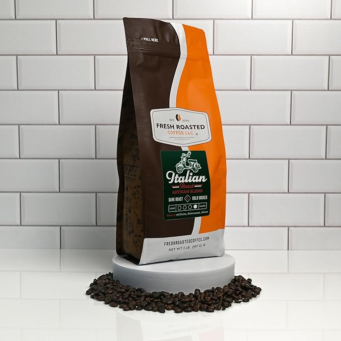 Fresh Roasted Coffee, Italian Roast, 2 lb (32 oz), Dark, Kosher, Whole Bean