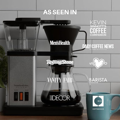 SimplyGoodCoffee Coffee Maker / Coffee Machine. 8 Cup Automatic Drip Pour Over Coffee Brewer. Easy To Use, Gold Cup Standard. Black/Stainless Steel